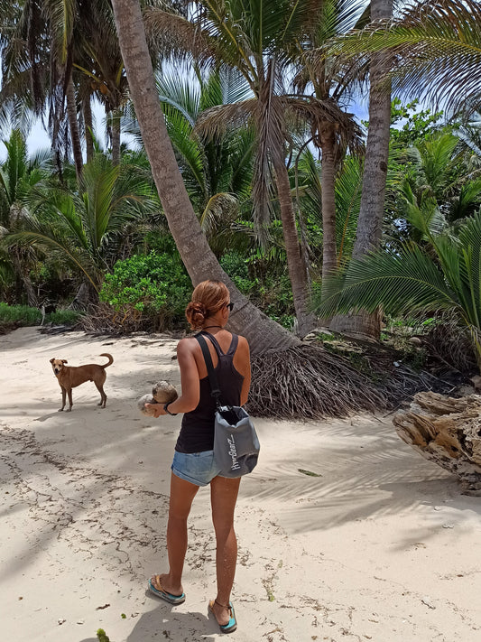 Little Corn Island, Caribbean Island Walk collecting Gourd