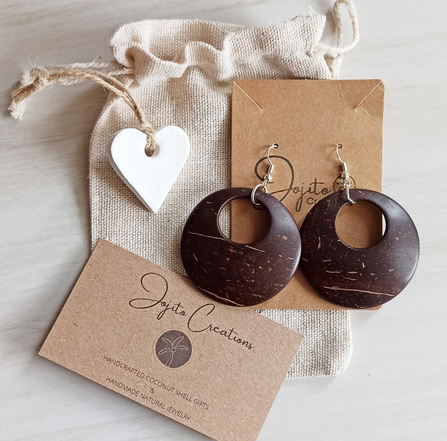 Coconut Shell Earrings, Jojito Creations, Coconut Shell Jewellery Natural Jewellery