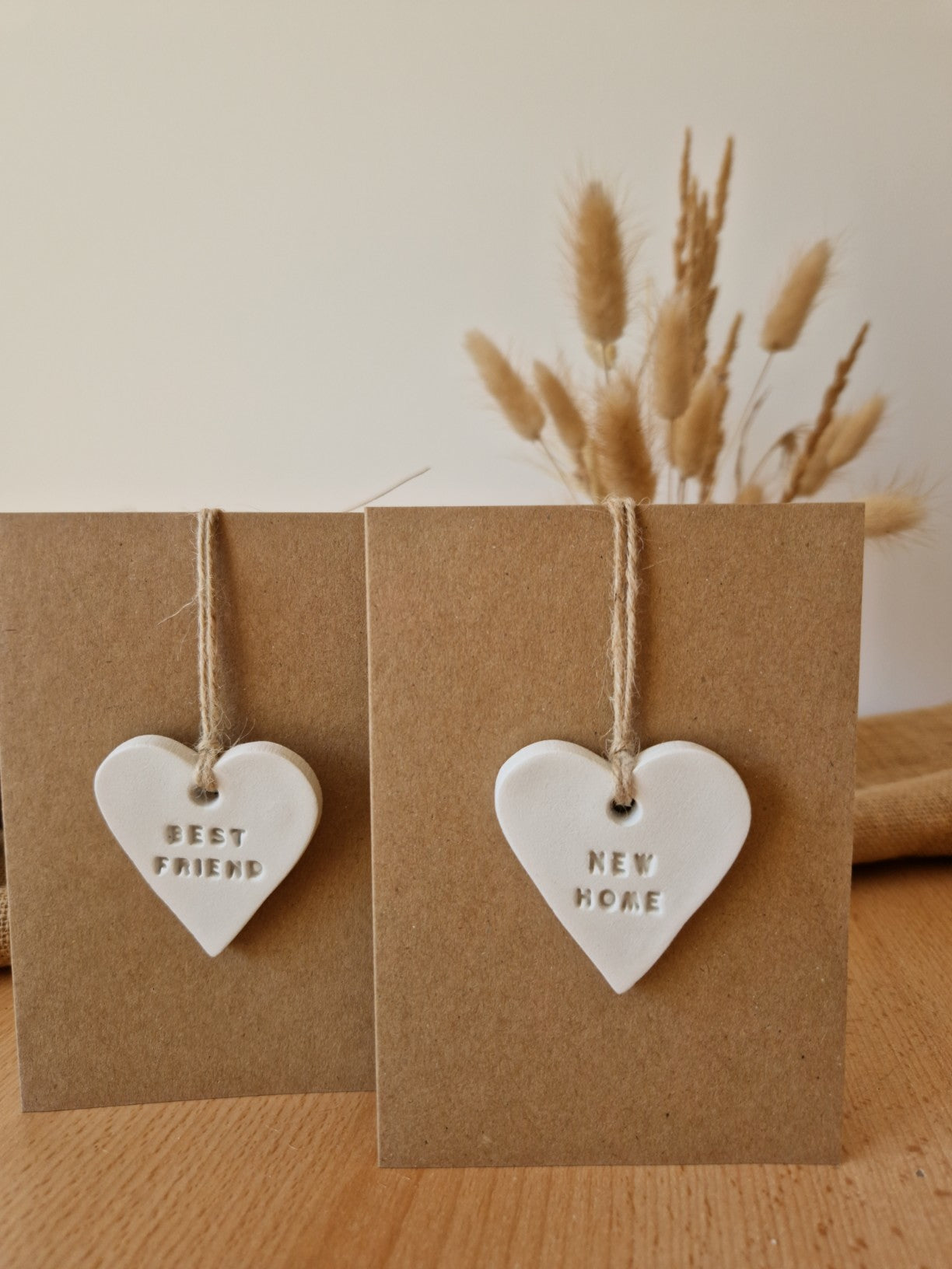 Clay Heart Decorations Valentines Gift and Card Keepsake Card with Clay Heart. New Home Card. Best Friend Card