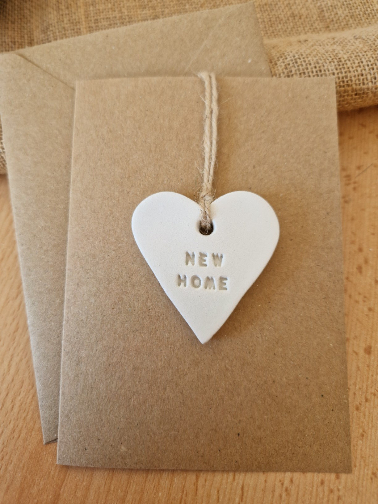 Clay Heart Decorations Valentines Gift and Card Keepsake Card with Clay Heart