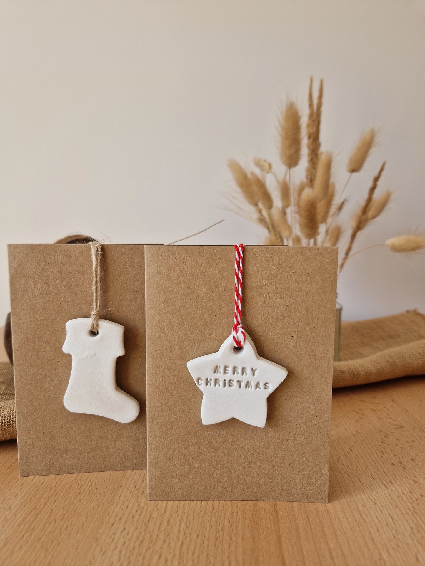 Merry Christmas Clay Star Ornament personalised Keepsake Card, Birthday Card, Eco Friendly Christmas Card