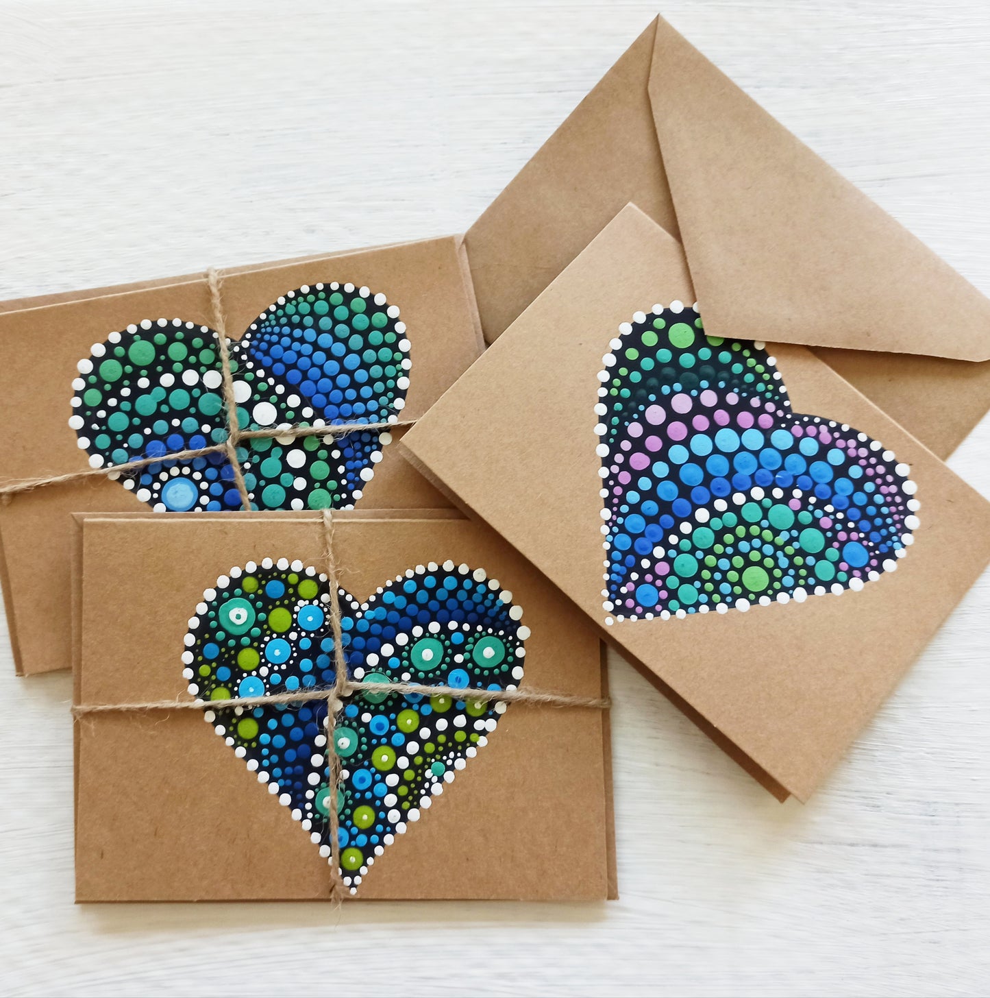 Hand Painted Heart Cards