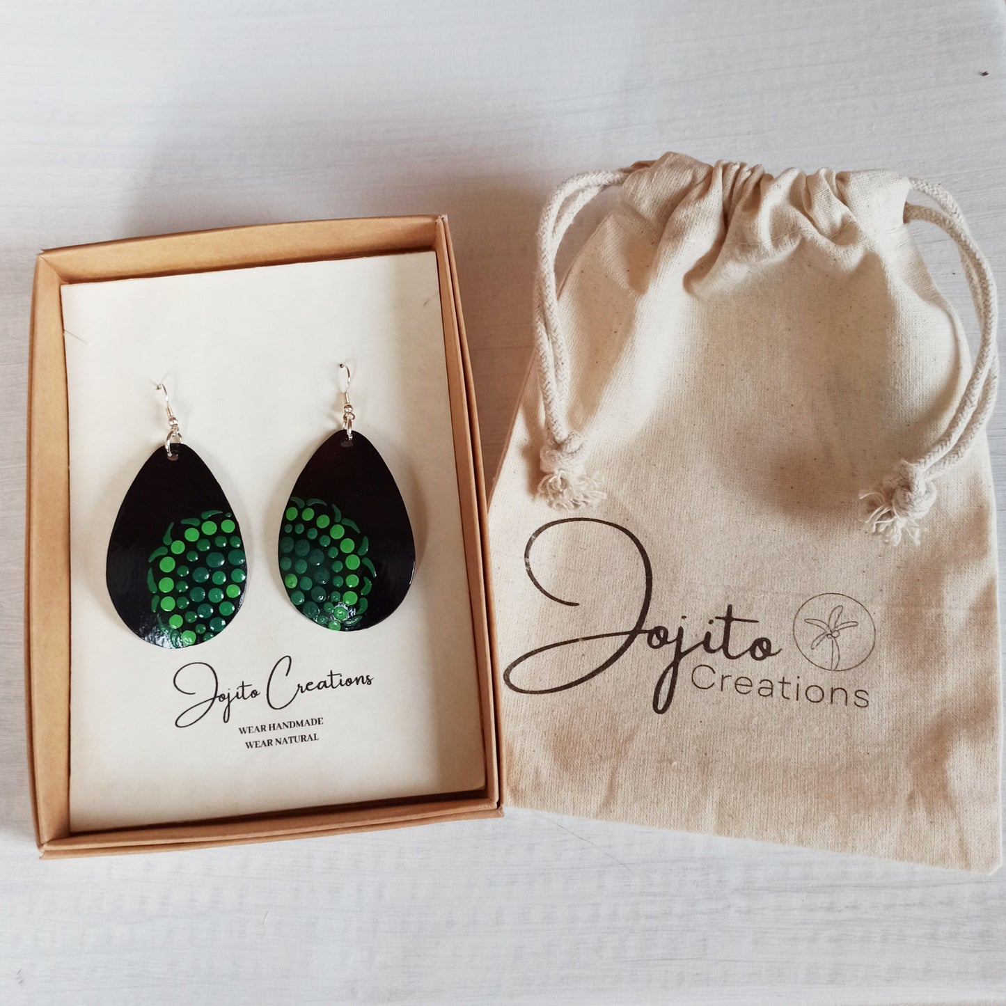 Gourd Teardrop Earrings Green Natural Earrings