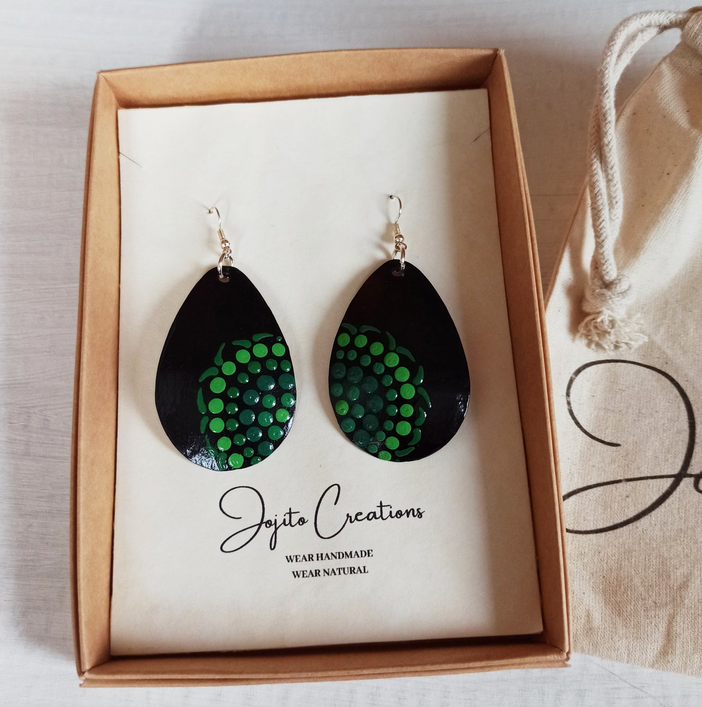 Gourd Teardrop Earrings Green Natural Earrings
