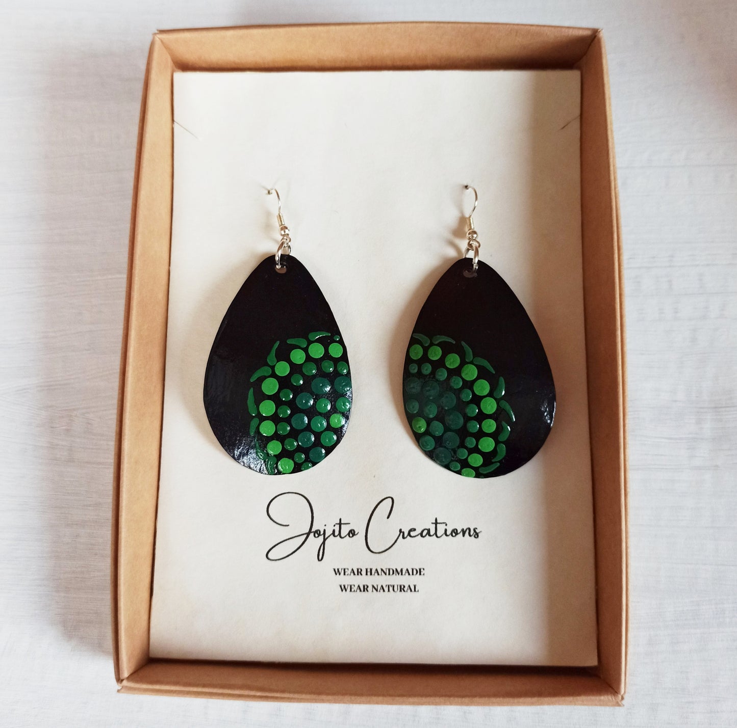 Gourd Teardrop Earrings Green Natural Earrings