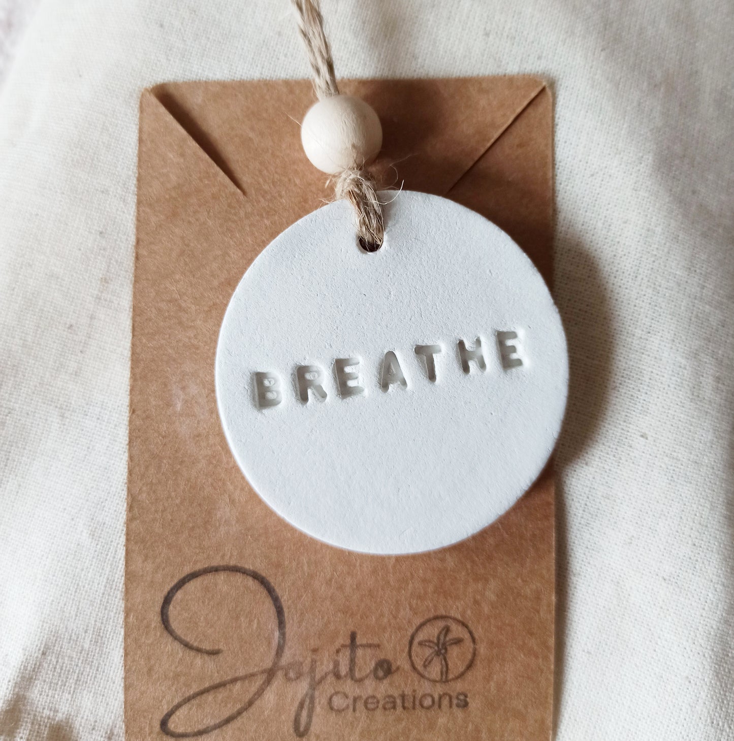 Clay Ornament Breathe, Personalised Gifts, Customised Clay Gifts. Self Care