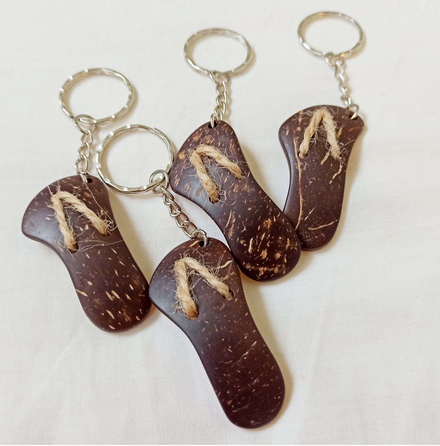 Coconut Shell Flip Flop Key Chain