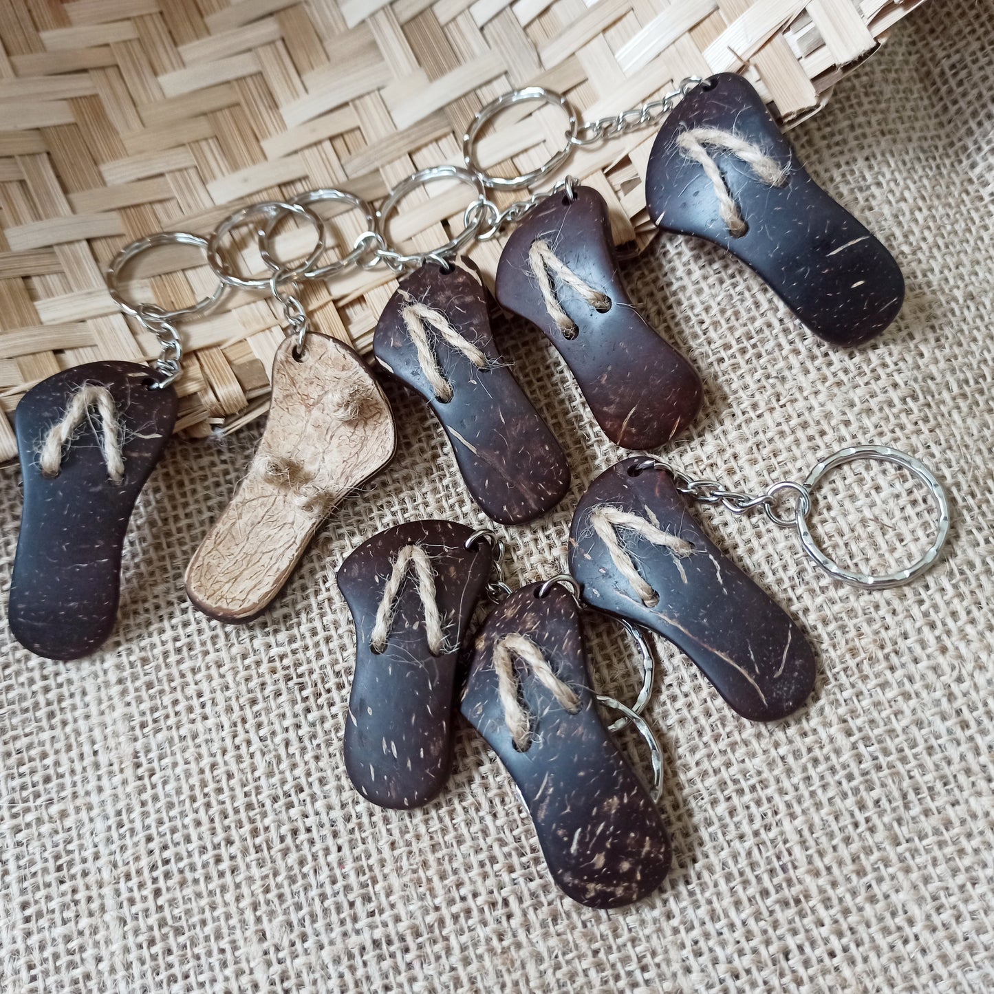 Coconut Shell Flip Flop KeyChain