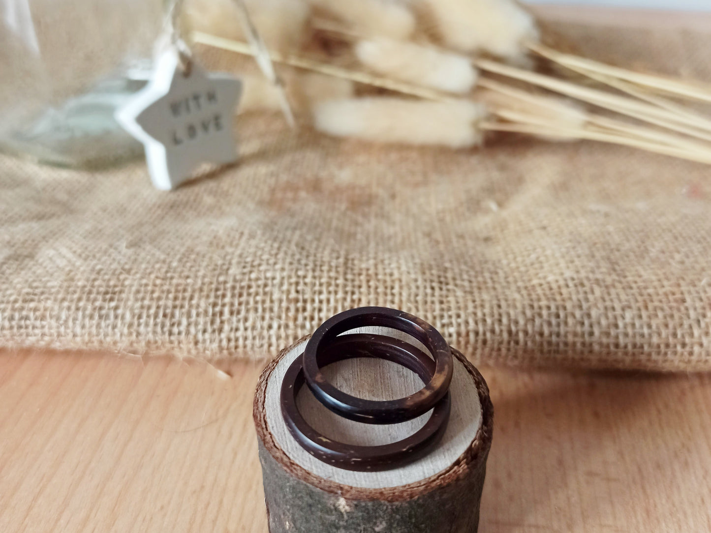 Coconut Shell Rings Couples Coconut Shell Rings, anniversary Rings wooden Wedding rings