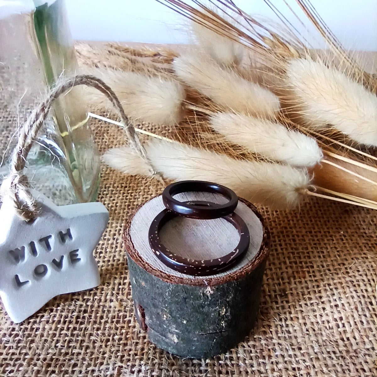 Coconut Shell Rings Couples Coconut Shell Rings, anniversary Rings wooden Wedding rings
