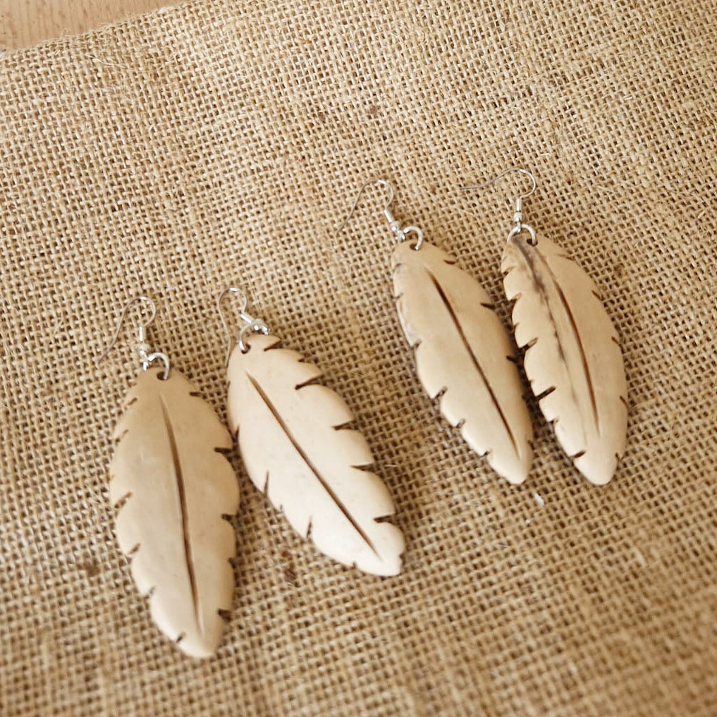 Coconut Shell White Coconut Young Coconut Shell Feather Earrings