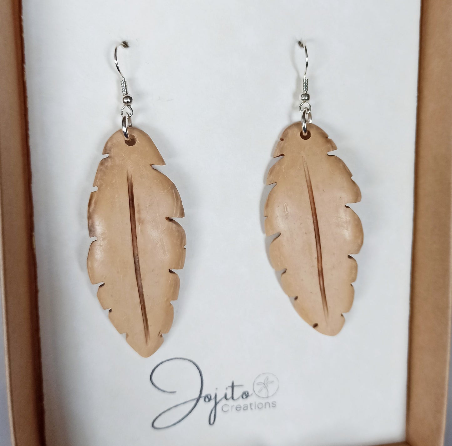 Coconut Shell White Coconut Young Coconut Shell Feather Earrings