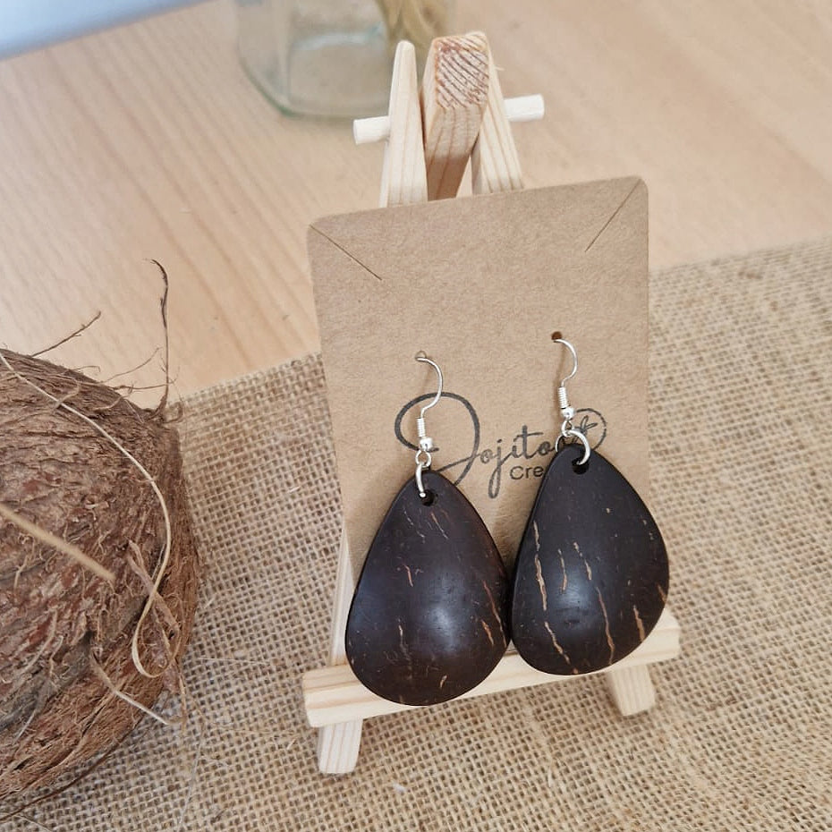 Coconut Shell Teardrop Earrings