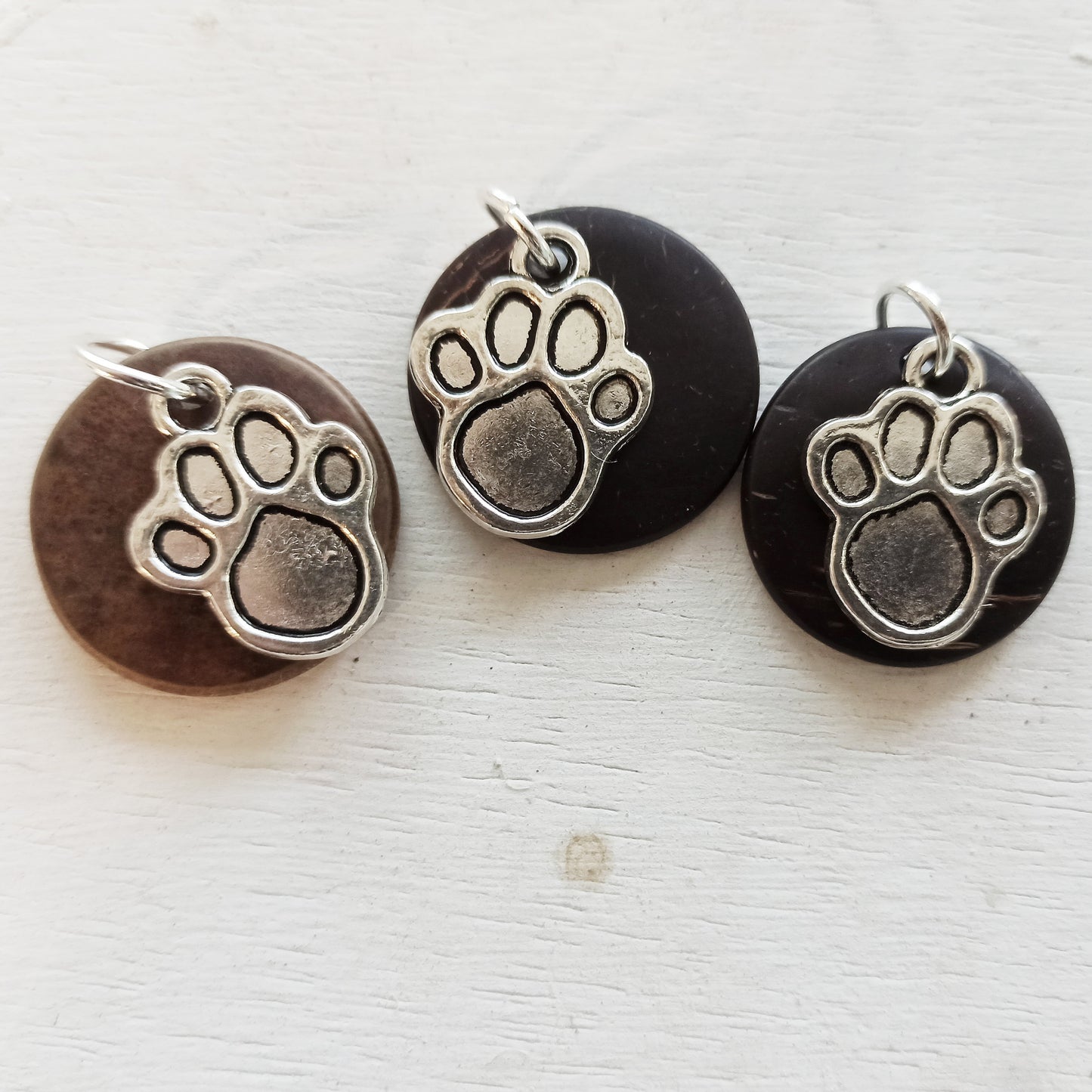 Coconut Shell Dog Paw Charm Necklace