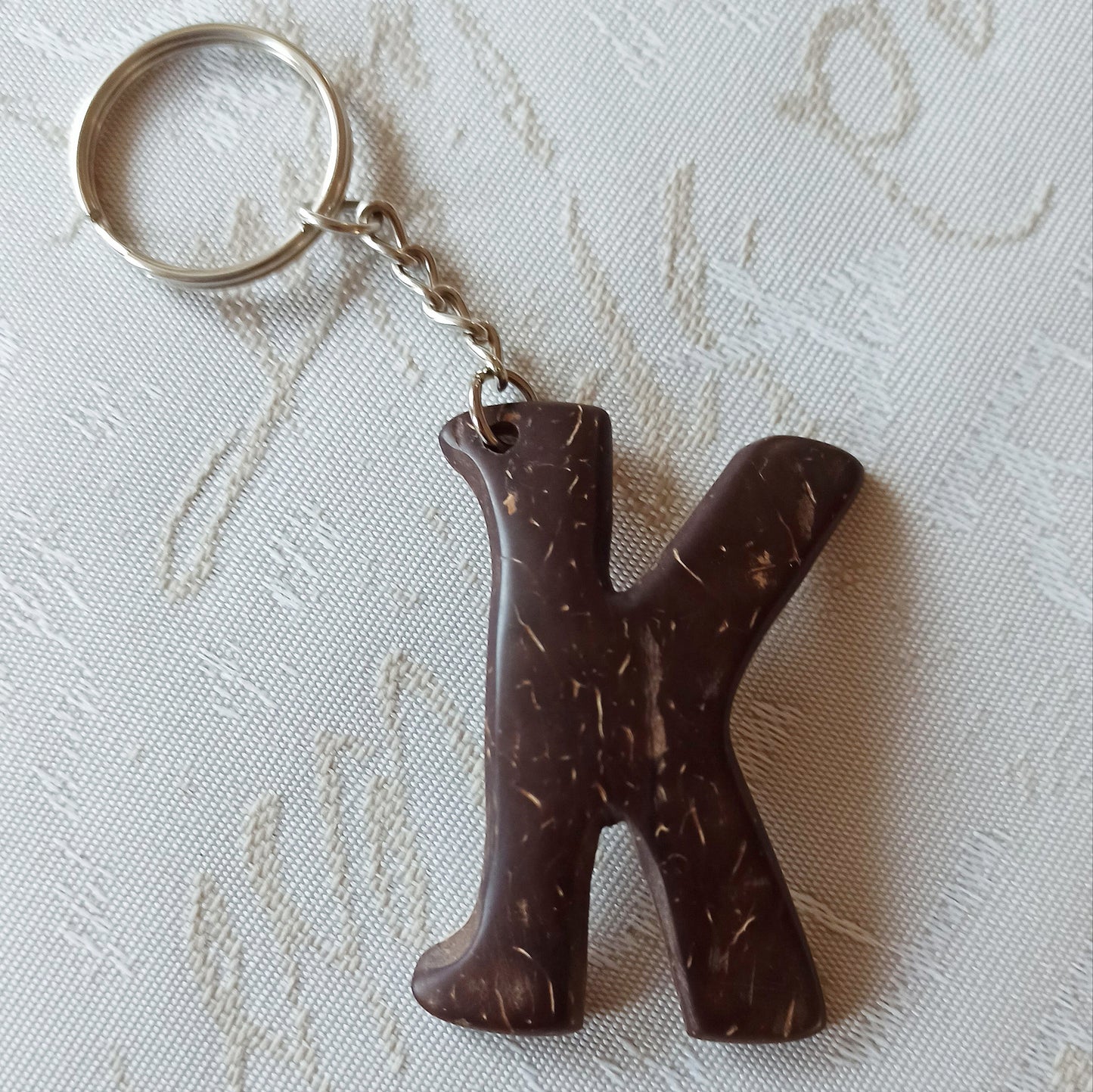 customised wood keychain coconut shell personalised initials key ring key chain