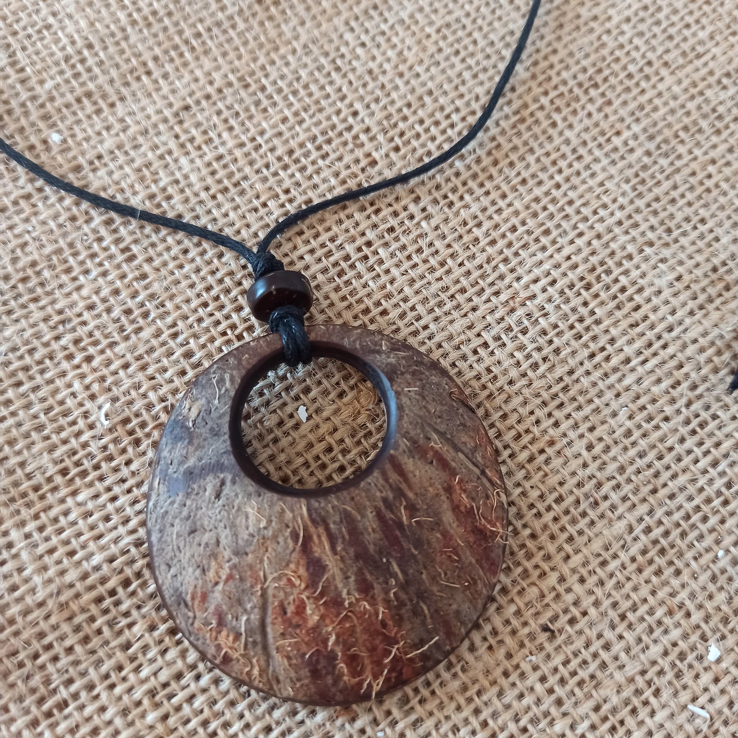 Natural Fibres Coconut Shell Hoop Pendant