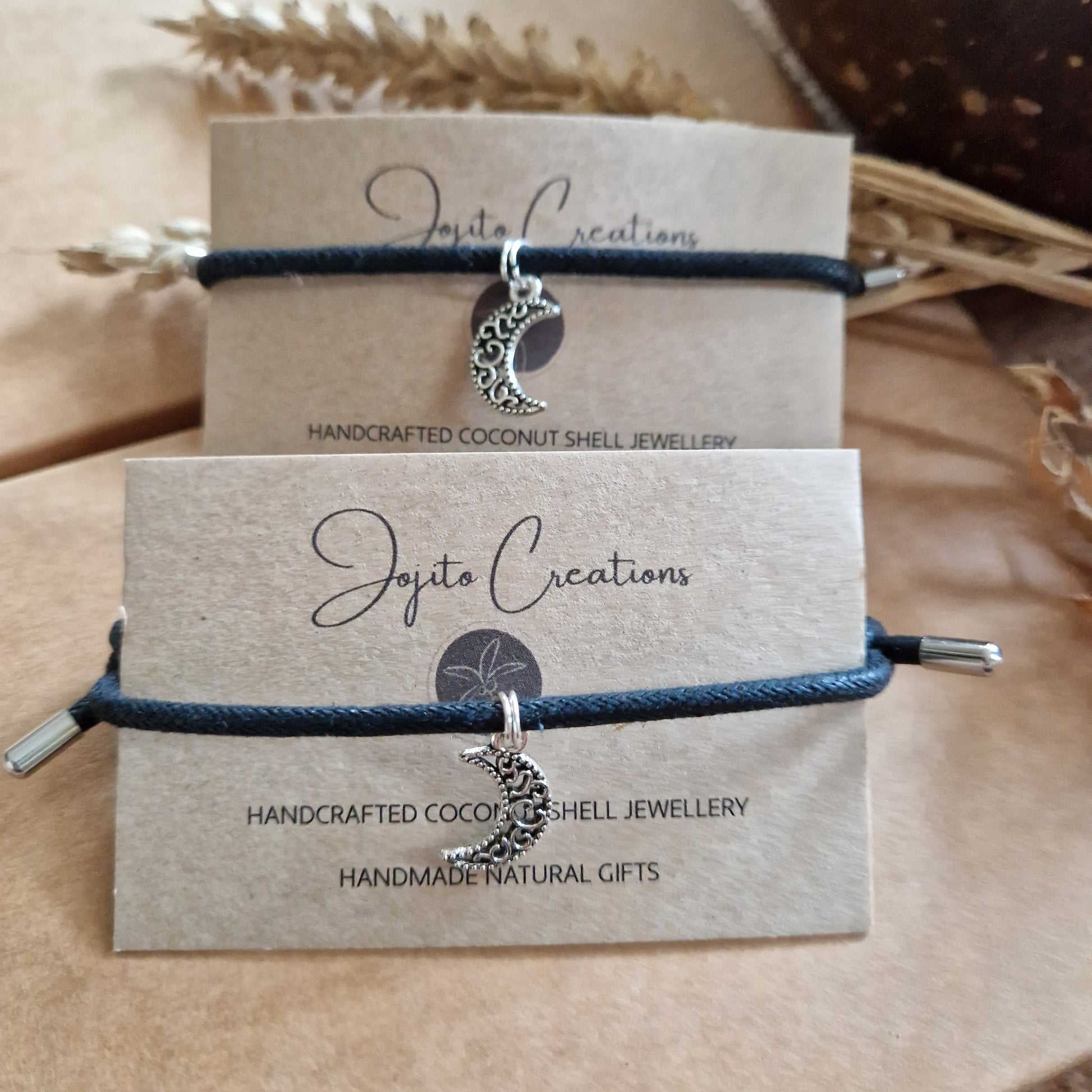 Charm Bracelet, Eco Friendly, Vegan, Save our Oceans. Wave Charm on Cotton Cord, moon