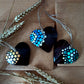 Coconut Shell Hearts Made with Love, Green, Gold and Blue Natural Heart decorations