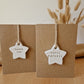 Thank you and Happy Birthday Caly Keepsake Cards, Polymer Clay star decoration personalised.