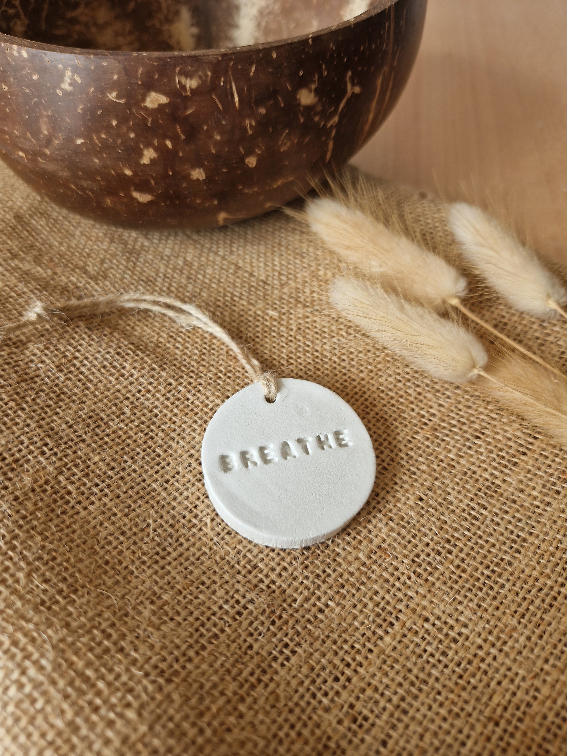 Clay Ornament Breathe, Personalised Gifts, Customised Clay Gifts. Self Care