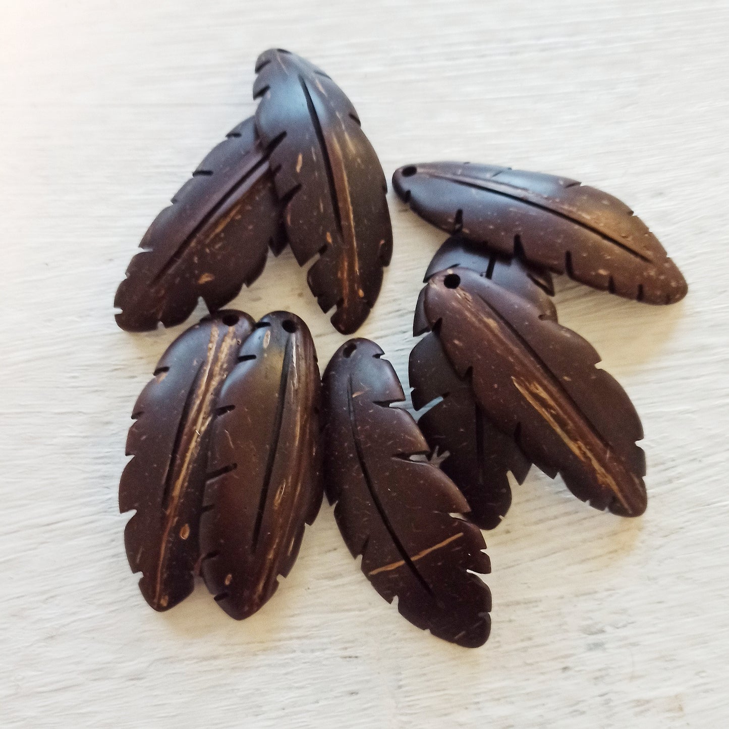 Coconut Shell Feather Earrings, Eco Friendly Jewellery