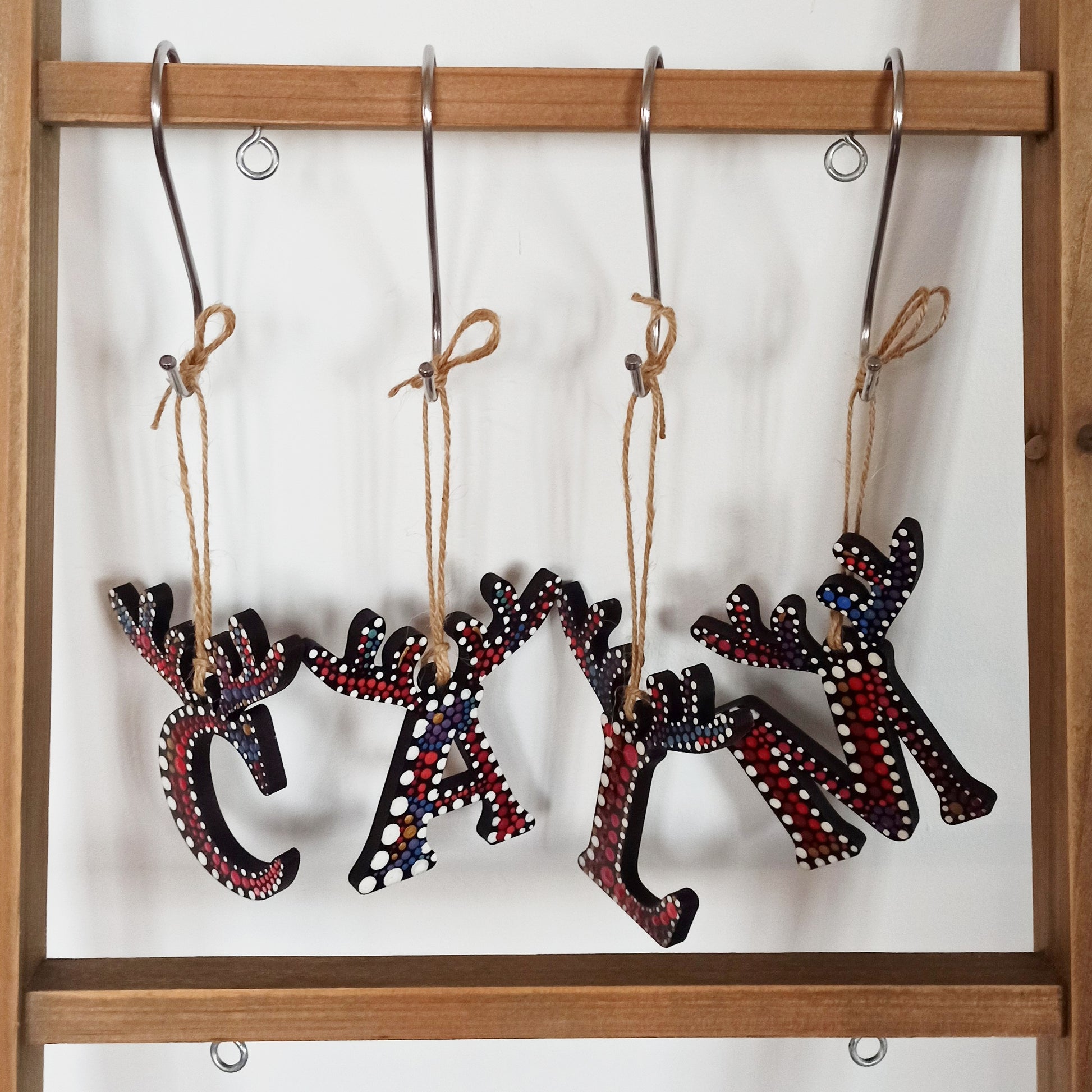 Hand Painted Antler  Letters Christmas Tree Decoration. Customised Ornament for Children