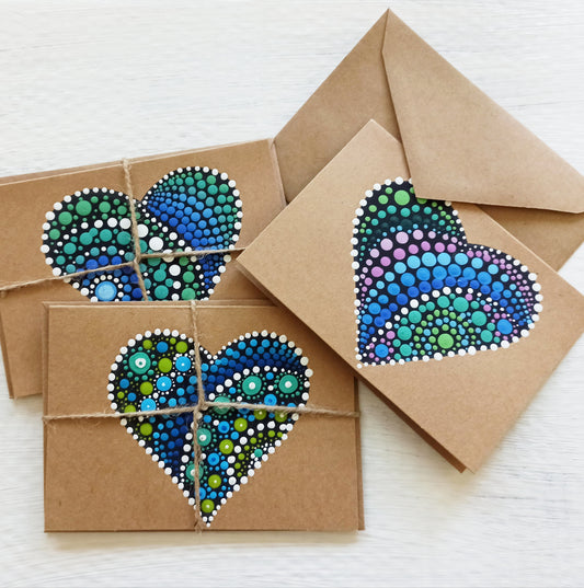 Hand Painted Heart Cards