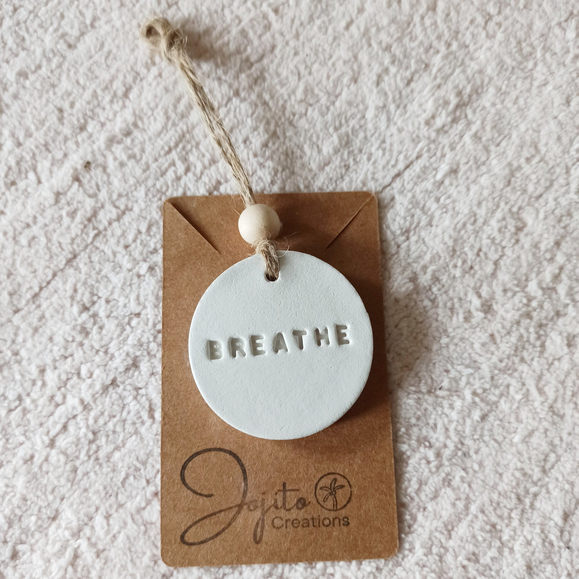 Clay Ornament Breathe, Personalised Gifts, Customised Clay Gifts. Self Care