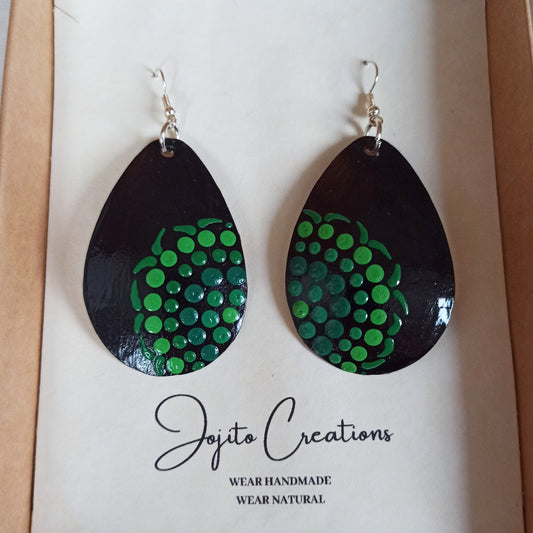 Gourd Teardrop Earrings Green  Natural Earrings