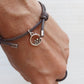 Mountain and Wave Silver Charm Couples bracelet 