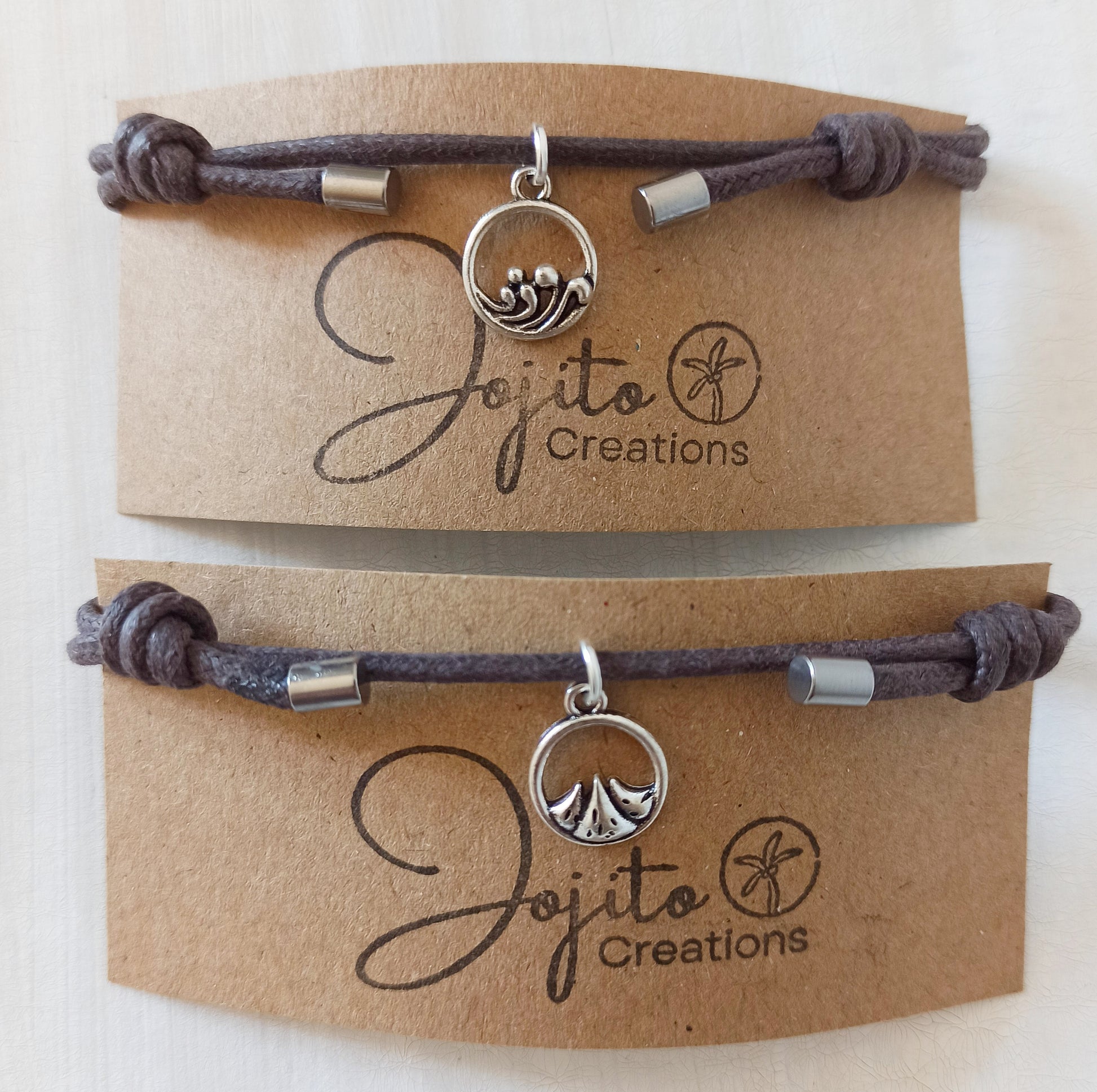 Mountain and Wave Charm Couples bracelet 