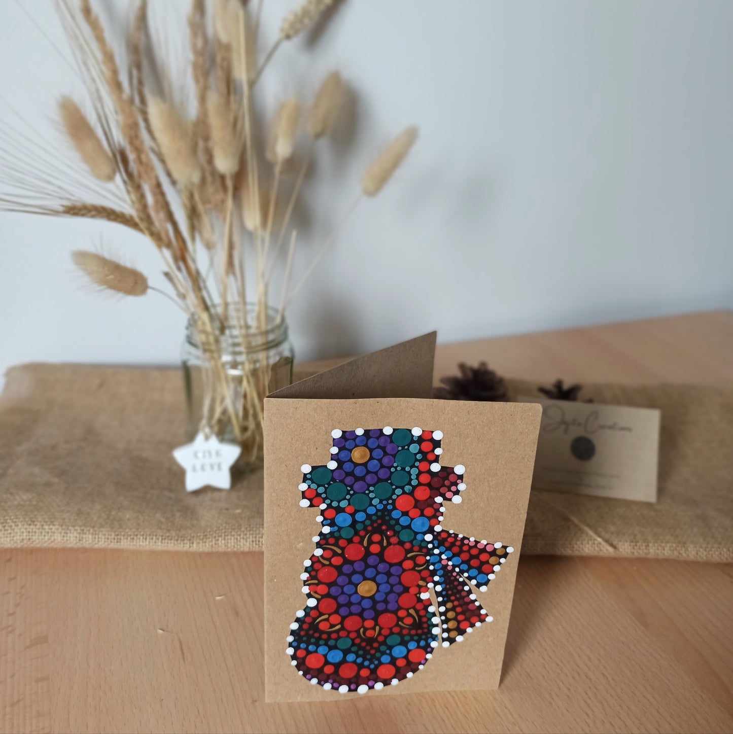 Hand Painted Mandala Snowman Christmas Card Personalised Cards, Eco Cards Greetings cards