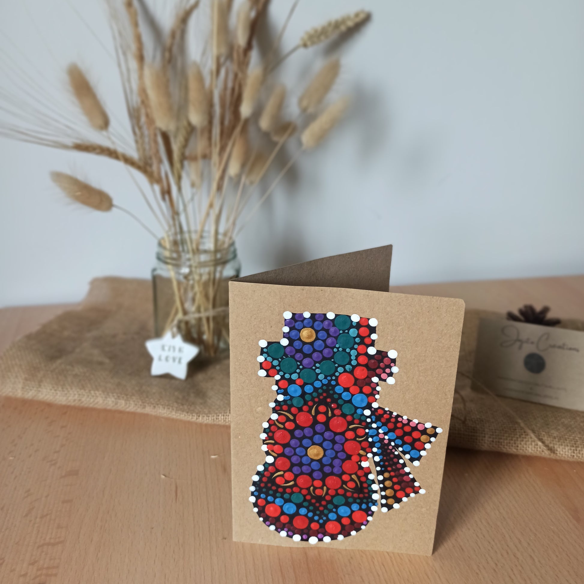 Hand Painted Mandala Snowman Christmas Card Personalised Cards, Eco Cards Greetings cards