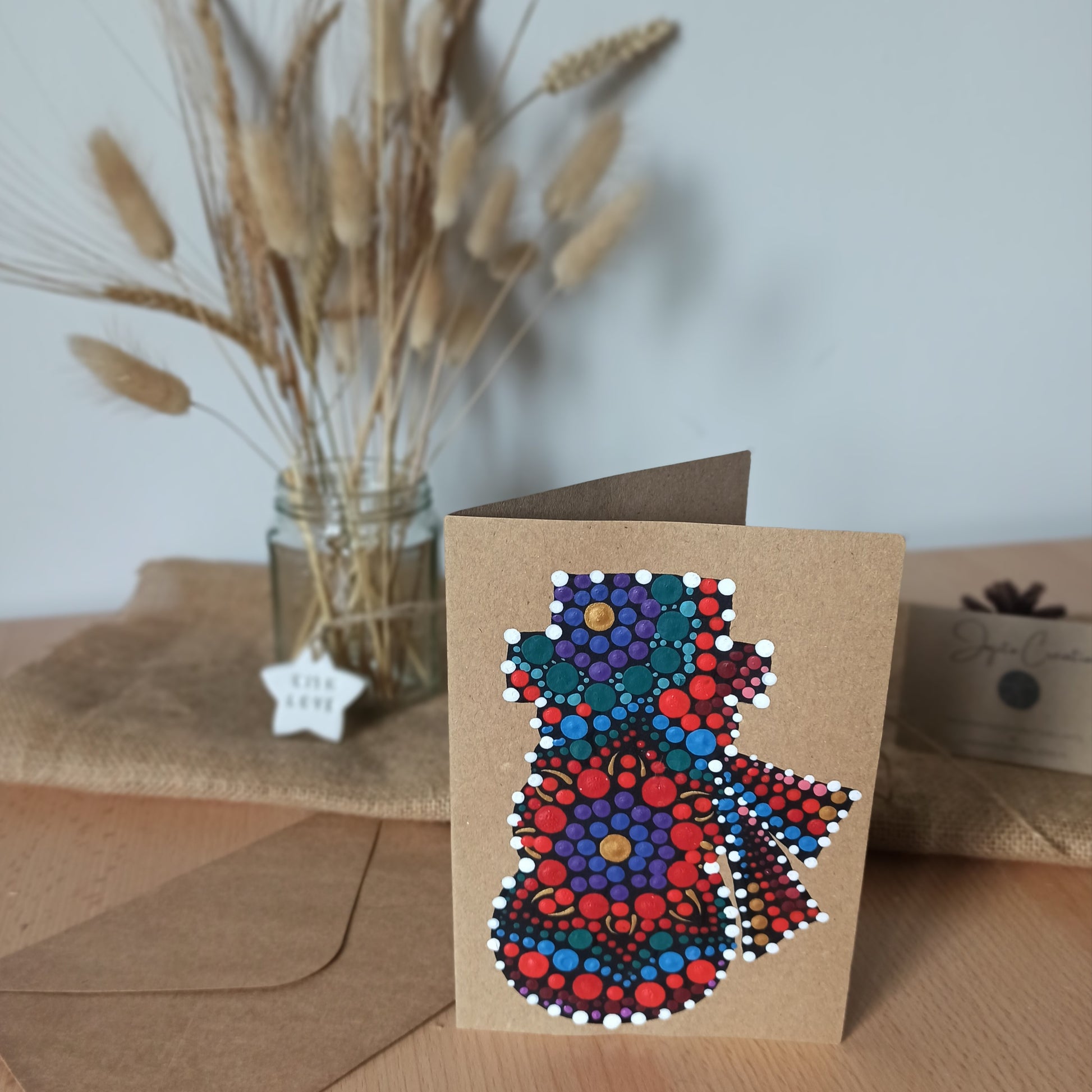 Hand Painted Mandala Snowman Christmas Card Personalised Cards, Eco Cards Greetings cards