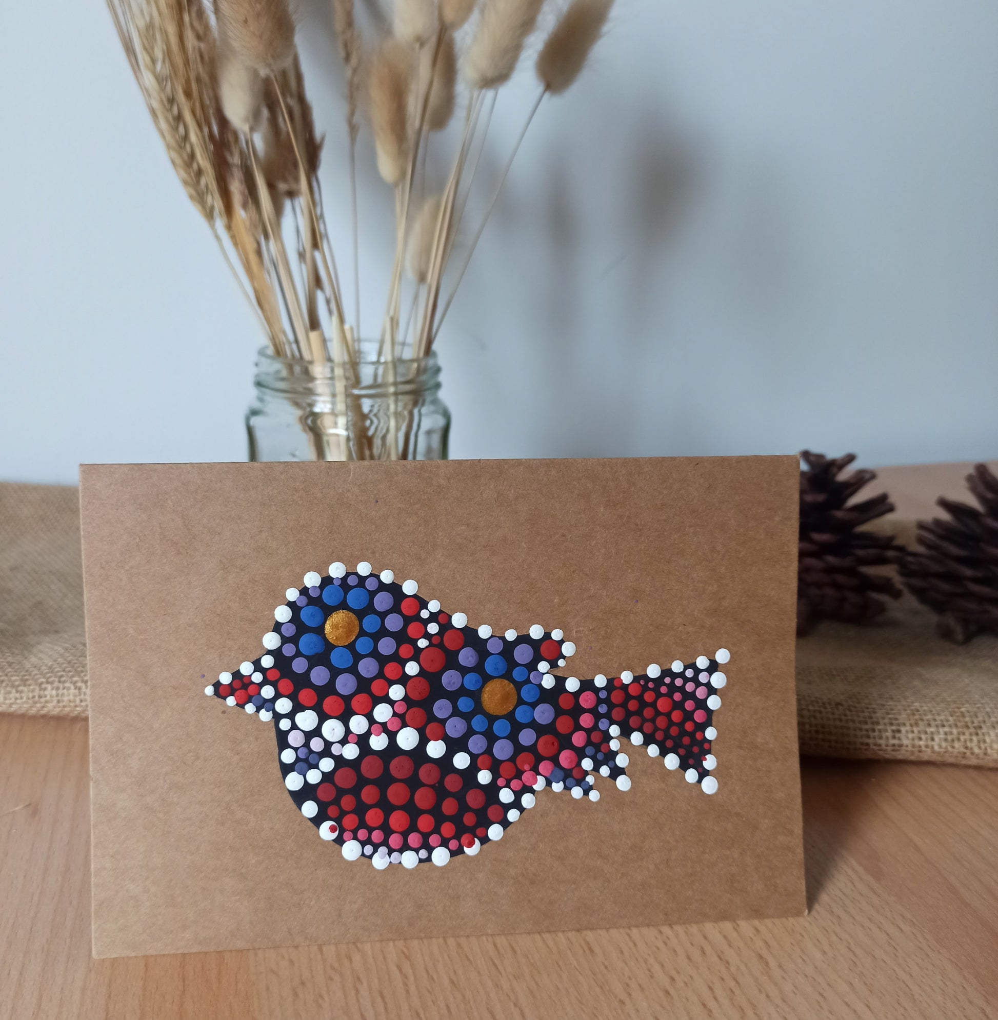 Handpainted Robin Christmas card 