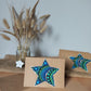 Hand Painted Cards Blue and green dot art stars on kraft card. Hand painted cards for any occasion. small Business cards birthday cards