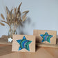 Hand Painted Cards Blue and green dot art stars on kraft card. Hand painted cards for any occasion. small Business cards birthday cards