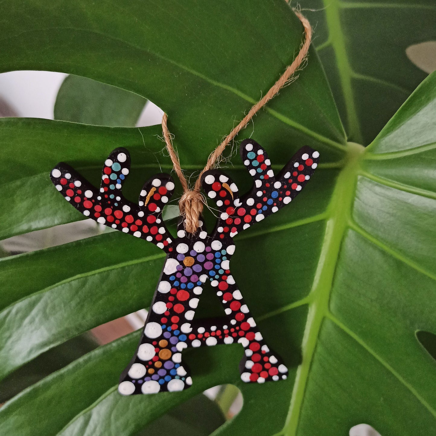 Letter A Hand Painted Antler Christmas Tree Decoration. Customised Ornament for Children