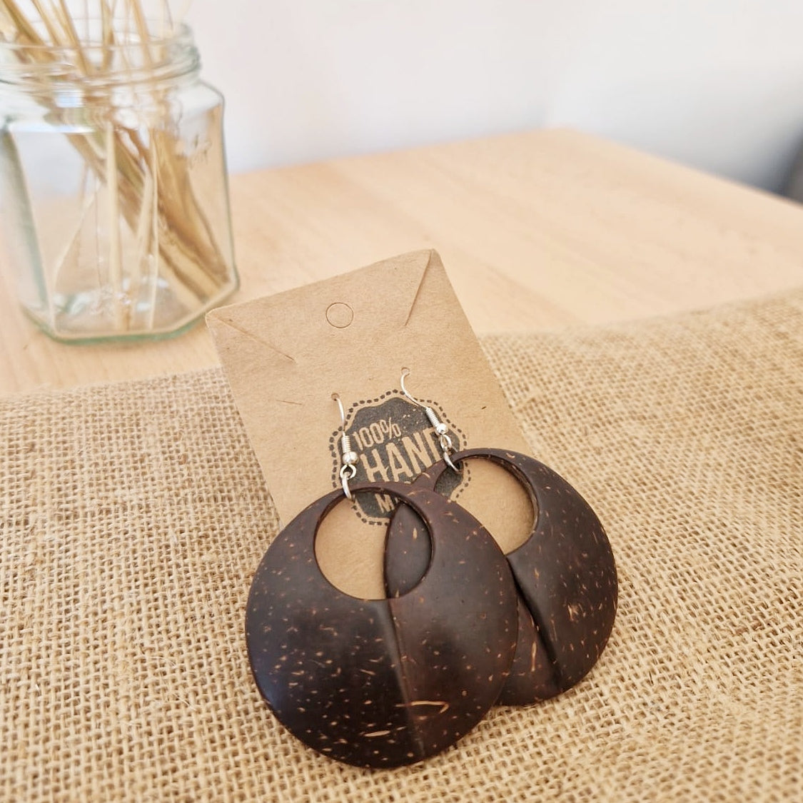 Coconut Shell Handmade Hoop Earrings
