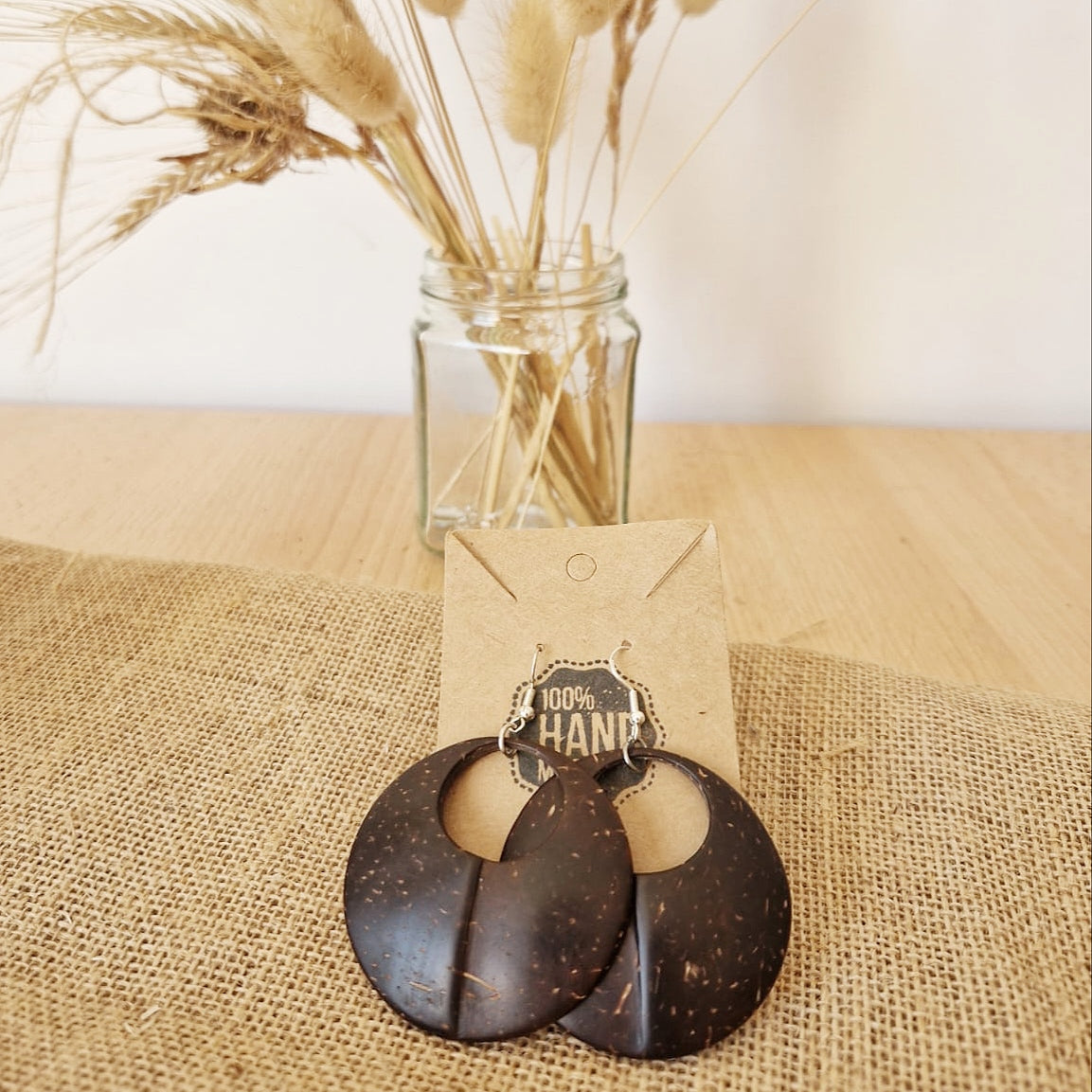 Coconut Shell Handmade Hoop Earrings