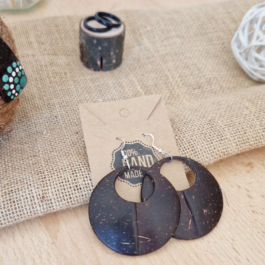Coconut Shell Handmade Hoop Earrings