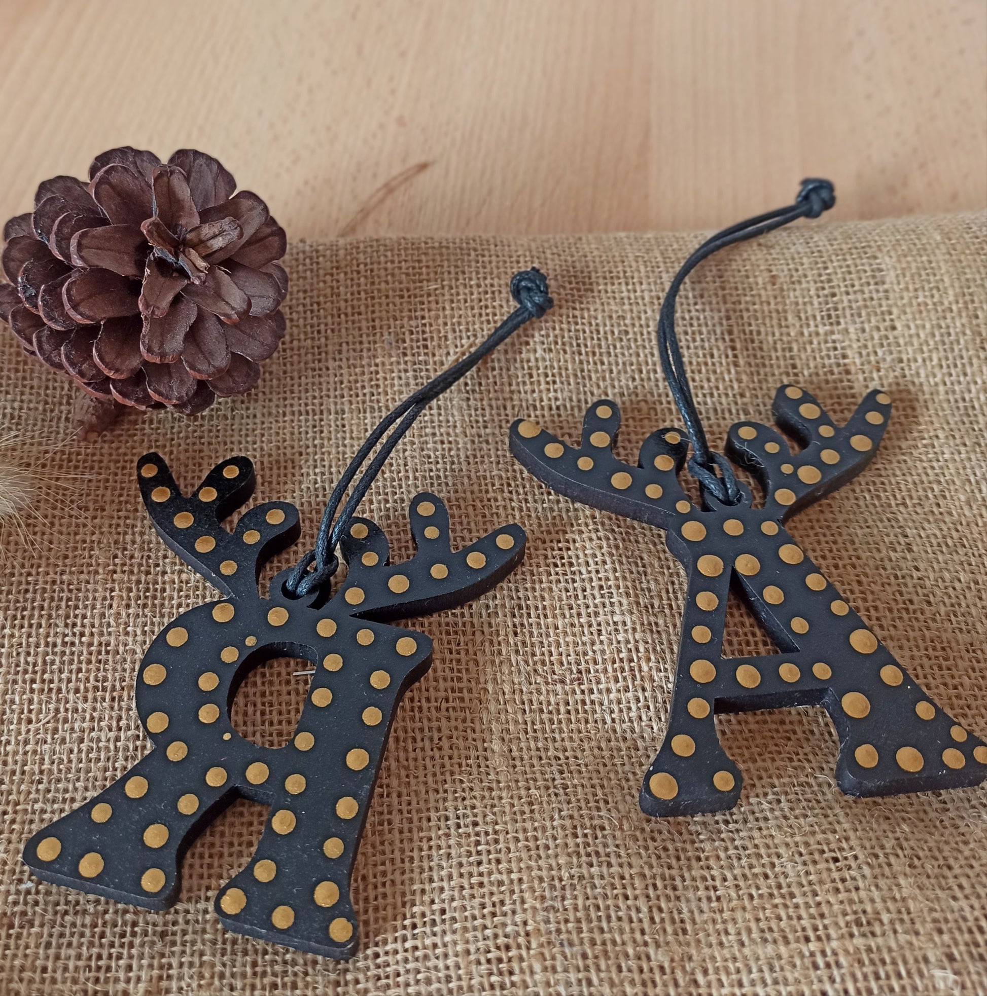 Hand Painted Antler  Letters Christmas Tree Decoration. Customised Ornament for Children