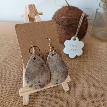 Gourd Natural Teardrop Eco Friendly Earrings on Silver Hooks