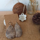 Gourd Natural Teardrop Eco Friendly Earrings on Silver Hooks, speckled Beige Earrings