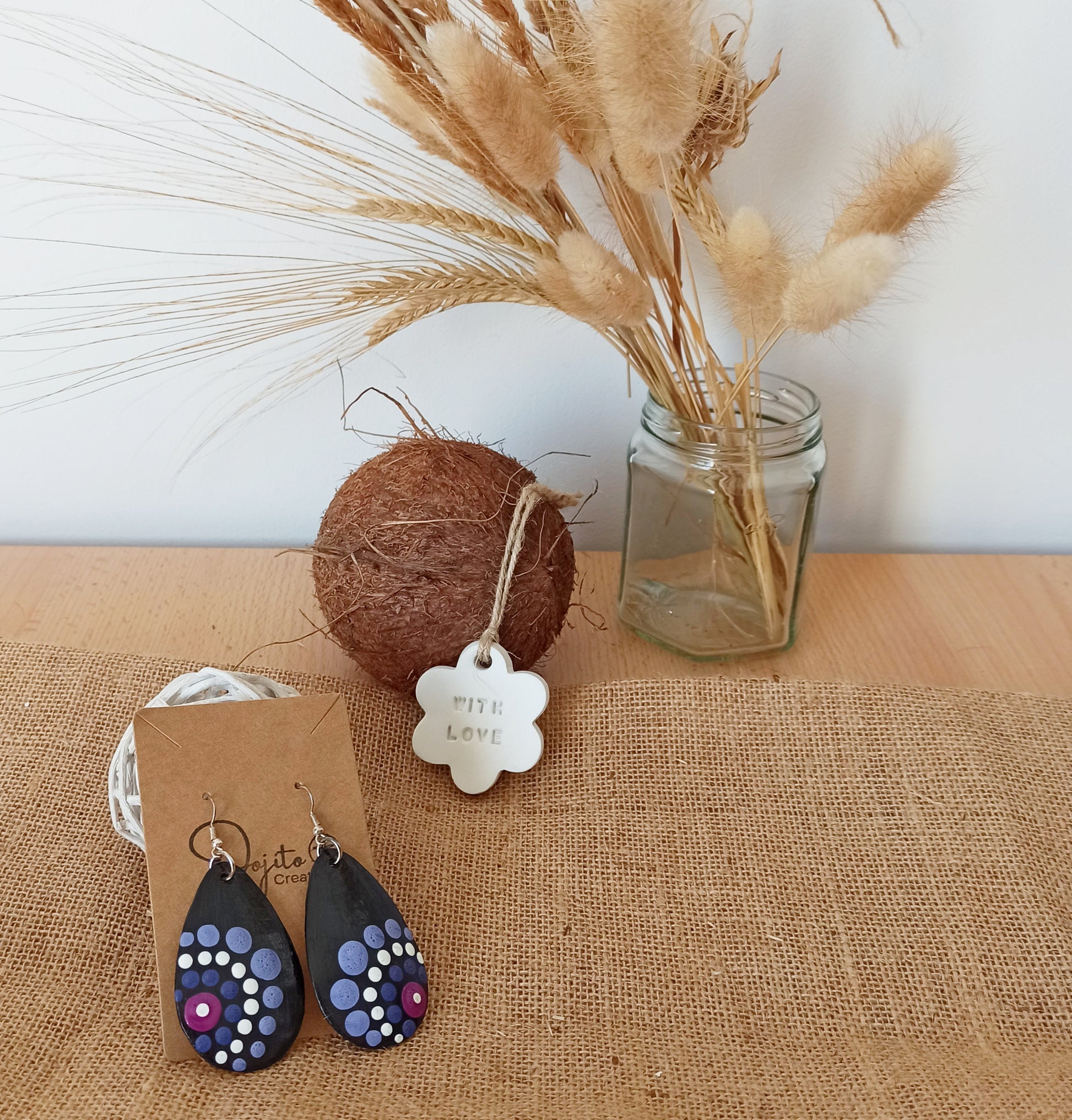 Gourd Teardrop Earrings Lilac Natural Earrings