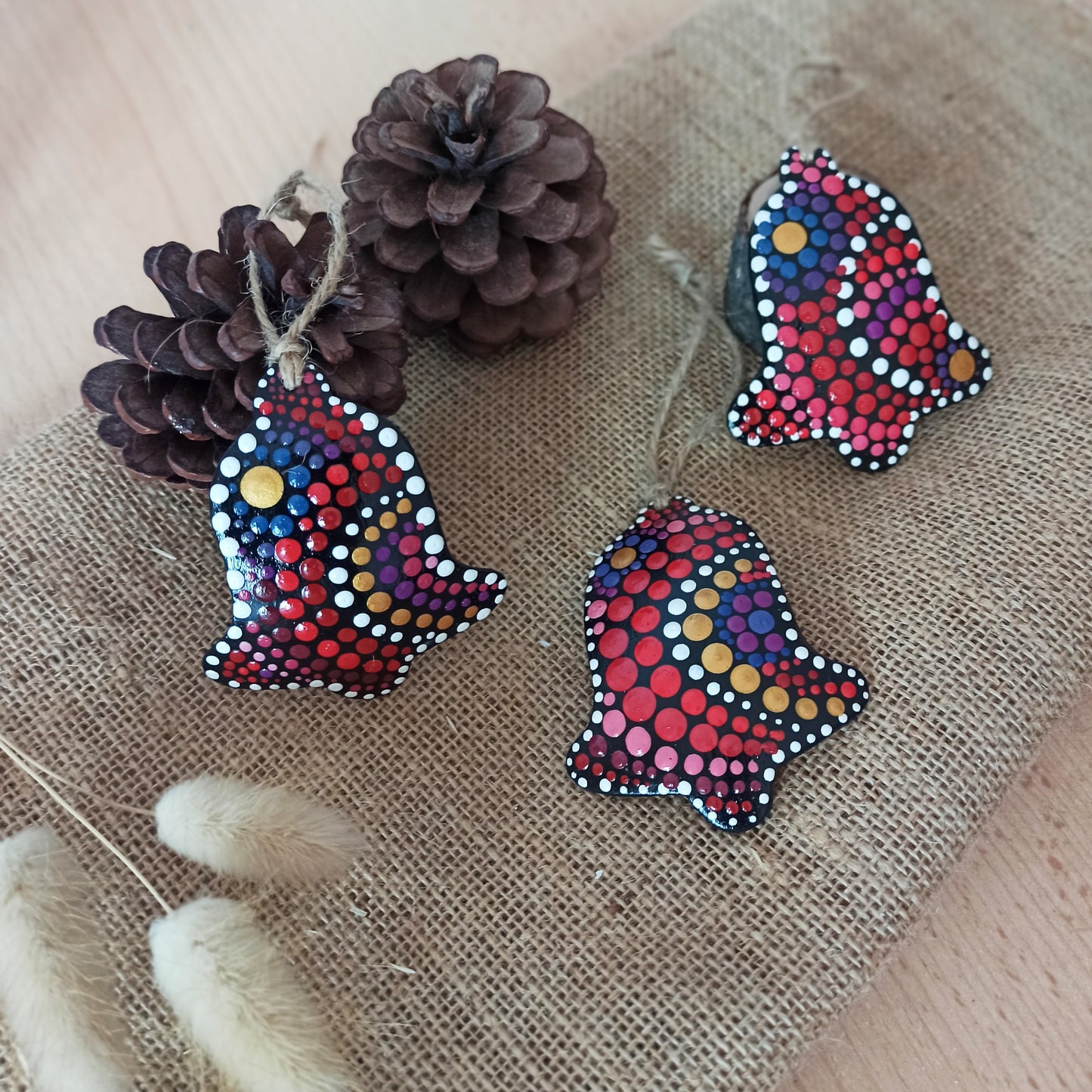 Hand Painted Gourd Bells Set of 3