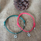 Silver Snowflake Charm Bracelet hung on cotton cord unisex adjustable charm bracelets Green and Red Christmas Bracelets 