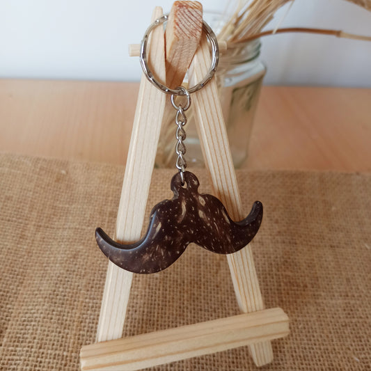 Moustache Coconut Shell Key Chain in aid of Movember, Prostate Cancer, Testicular Cancer. Men's Health