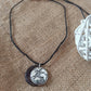 Coconut Shell Pendant Necklace with World Map Silver Charm