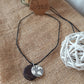 Coconut Shell Pendant Necklace with World Map Silver Charm